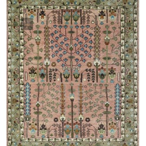 Hand Knotted Pink Oushak Rug: 8x10 ft. New Zealand Wool