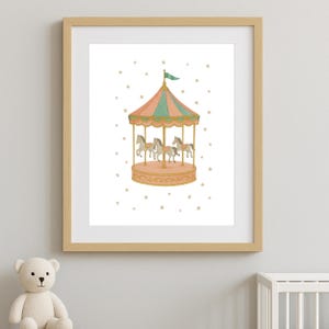 Karussell Art Print, Kinderzimmer Druck, Kirmes Kunstwerk, Spielzimmer Illustration, Baby Druck, Junge Baby, Mädchen Baby, Kind Kunstwerk, schrullig Druck, Spaß