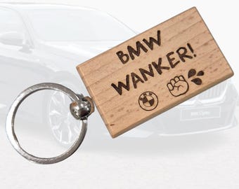 BMW Wanker Keyring Personalised BMW Keyring Novelty Funny Gift New Driver Passed Driving Test Bad Driver