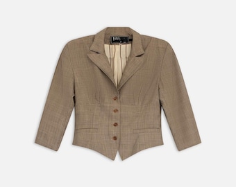 Lolita Lempicka 1980s Vintage French Wool Houndstooth Cropped Blazer – 38EU/6US/S