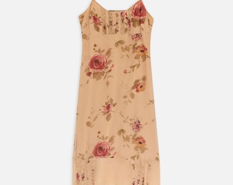Corinne Sarrut Vintage French Silk Slip Dress Beige Floral Lace – 38EU/6US/S