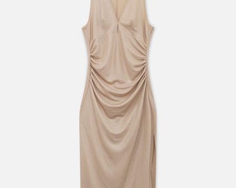 Early 2000s Gai Mattiolo Vintage Italian Metallic Draped Gold Dress – 40EU/8US/M