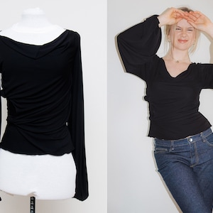 Roberto Cavalli Draped Long Sleeve Blouse Italian Luxury Designer