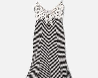 Jiki Monte Carlo Vintage French Polka Dot Chevron Dress – 38EU/6US/S