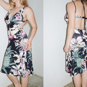 Vintage Class Cavalli Roberto Cavalli Tropical Open Back Backless Midi Dress