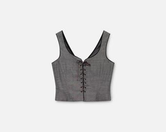 Jacobson Vintage Structured Corset Top Herringbone Lace-Up – 38EU/6US/S