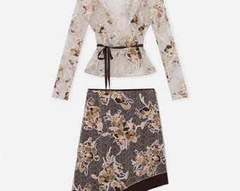 Mariella Burani Vintage Italian Lace Two-Piece Lace Skirt Set – 38EU/6US/S