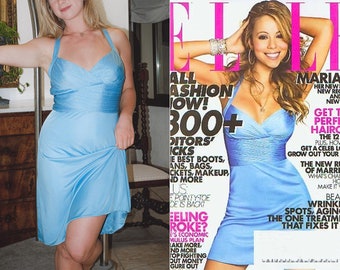 Versace SS08 Electric Blue Y2K Dress worn by Mariah Carey on Elle USA 2008