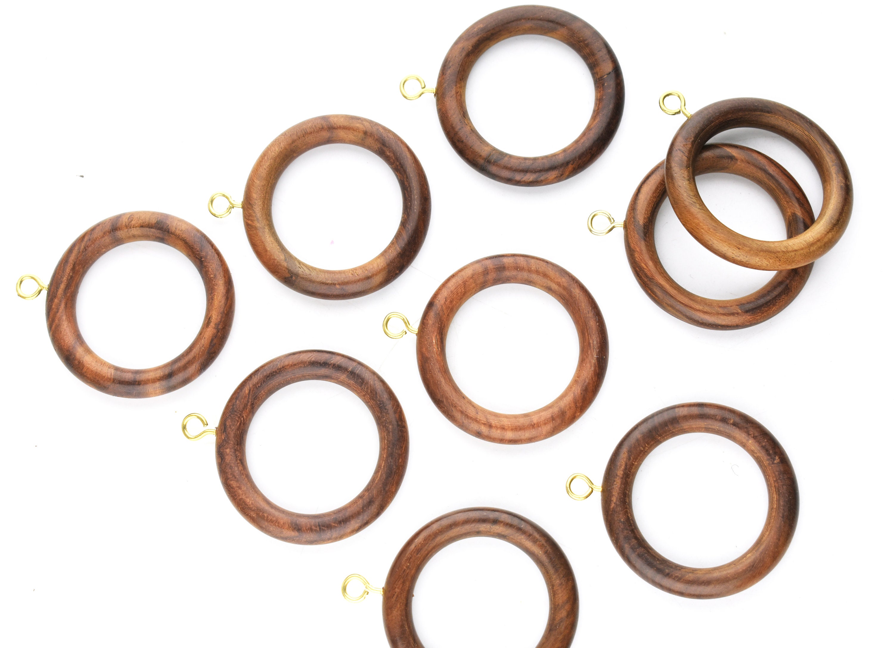 Handmade Wooden Curtain Rings for Window and Door Decoration, Wood Drapery  Rings | Inner Dia 1.75 Inch and Outer Dia 2.5 Inch Natural Rosewood (Set of