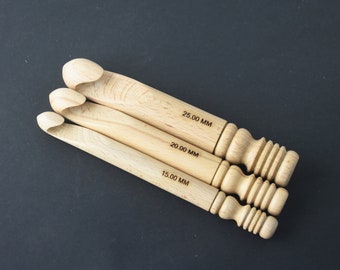 Large Wooden Crochet Hook for Chunky Bulky Crocheting Patterns Choice 20mm  or 25mm Wooden Hook 