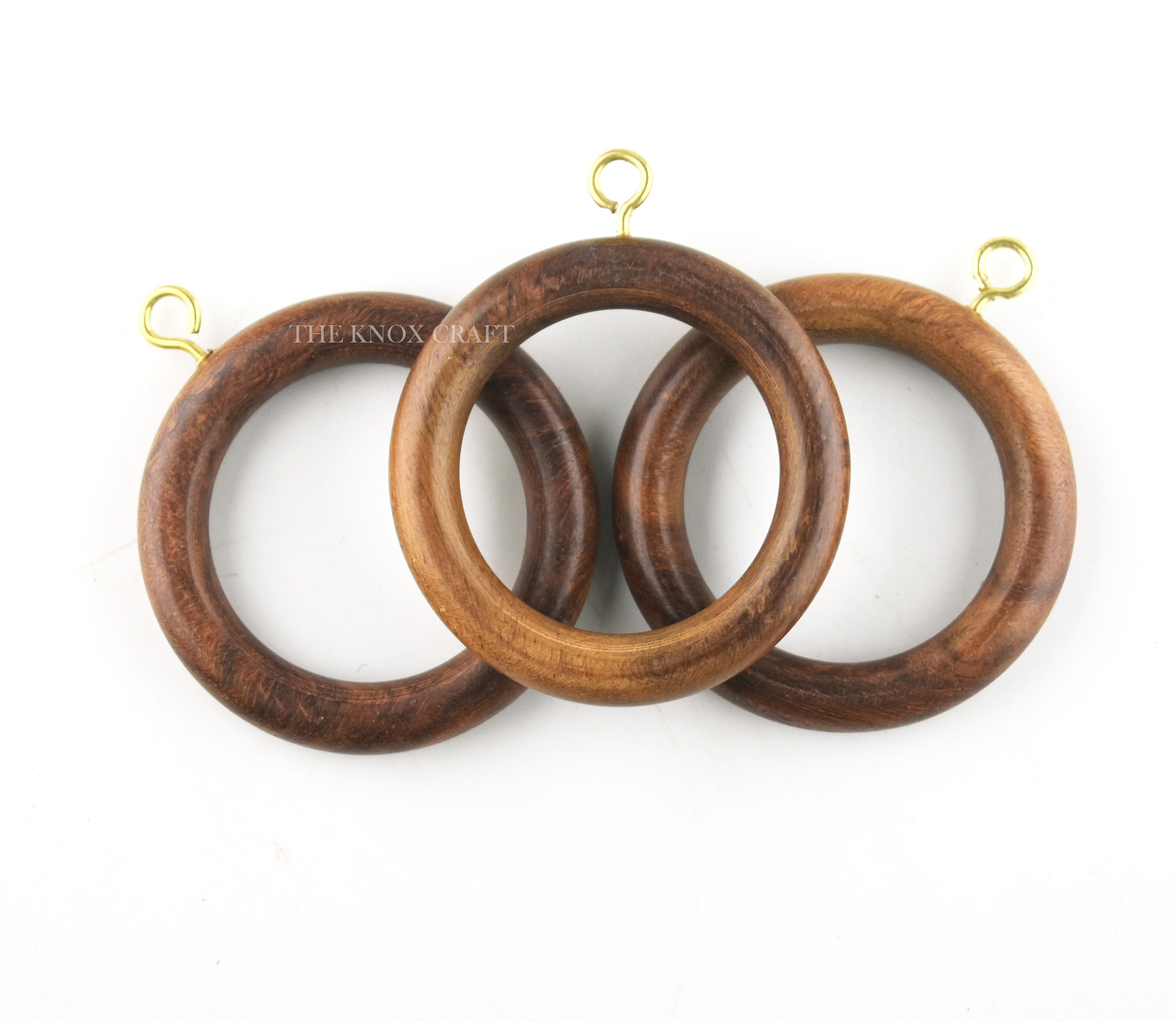 21 Wooden Curtain Rings with Round Eye Brown Wood 1.5” Inside Diameter  handmade