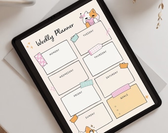 Planificador semanal imprimible para niños, Descarga digital del planificador para niños, Calendario visual, Planificador divertido para niños