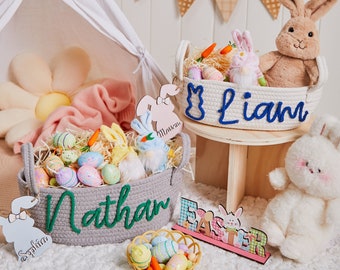 Baby Easter Gift Basket with Cotton Rope, Personalized Basket for baby shower, Baby Name Gift, Adorable Basket, Toy Basket for baby