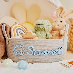 Baby shower personalized gift basket, Gift Basket for baby shower, Animal Cotton Rope Basket, Christmas Baby Gift, Toy Basket for baby