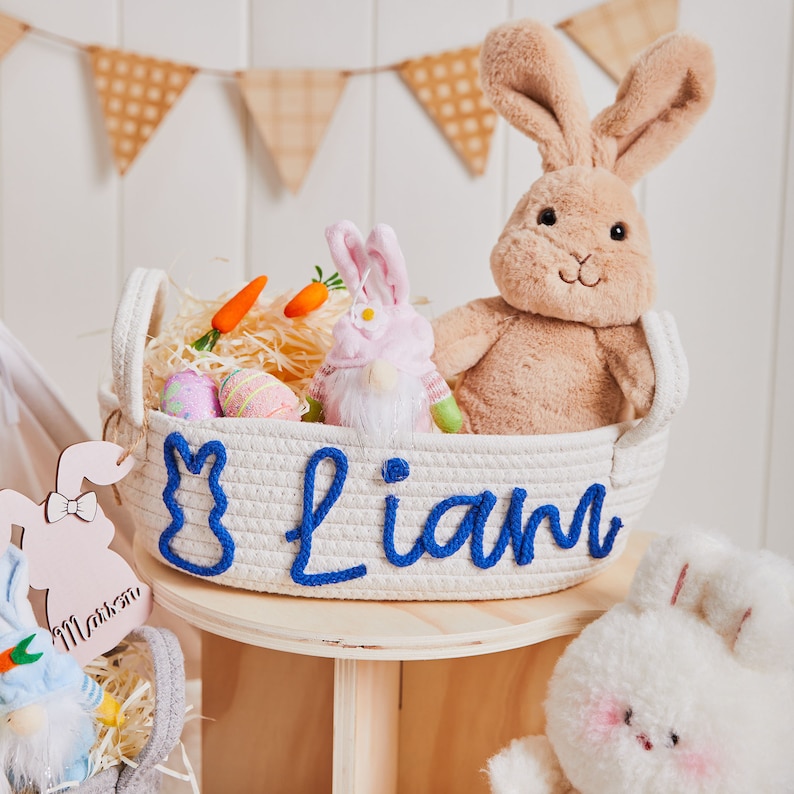 Personalisiertes Geschenk zur Babyparty, Babykorb aus Seilbaumwolle für die Babyparty, süßer Korb im Kinderdesign, Babygeschenk, Geschenk für Baby, Aufbewahrung im Kinderzimmer Bild 10