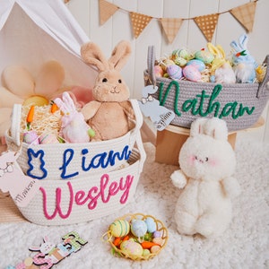 Personalisiertes Geschenk zur Babyparty, Babykorb aus Seilbaumwolle für die Babyparty, süßer Korb im Kinderdesign, Babygeschenk, Geschenk für Baby, Aufbewahrung im Kinderzimmer Bild 2