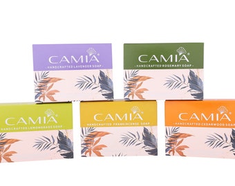 Hand Crafted Cold Pressed Organic Soap, Free from Chemicals, Plastics, Artificial Fragrances and Sulphates - 125 G ( Pack of 5) CAMIA