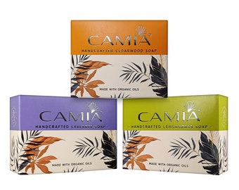 Handcrafted Cold Pressed Organic Soap Free from Chemicals, Plastic, Sulphates, Artificial Fragrance and Petroleum - 125gm (Pack of 3) CAMIA