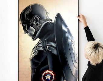 Captain America Winter Soldat Zeichnung poster Hohe Qualität Druck Foto Wand Kunst Leinwand Tuch Multi Größe