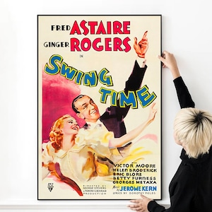 Swing Time Vintage filmaffisch av hög kvalitet, väggkonst på canvasduk
