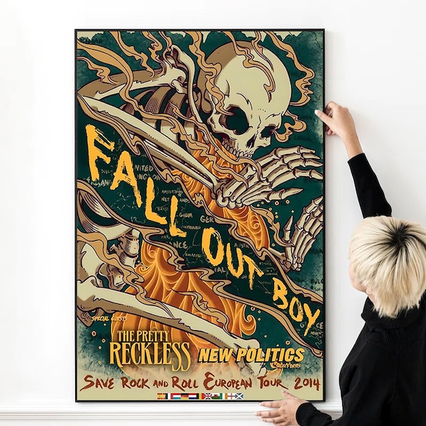 Fall Out Boy Vintage Music Poster High Quality Print Photo Wall Art Canvas Cloth Multi size