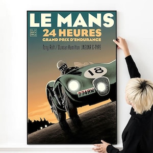 Affiche vintage de voyage de course Le Mans 24 Heures 1953, affiches de voitures de course, impression de haute qualité, art mural, toile, affiche en tissu