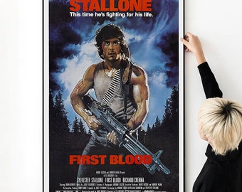 First Blood (1982) filmposter hoge kwaliteit print fotowandkunst canvas doek Meerdere maten