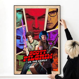 Scott Pilgrim vs. the World Movie Poster High Quality Print Photo Wall Art Canvas Cloth Multi size