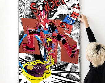 Spider-Man: Across The Spider-Verse Plakat filmowy 2023 Film Spider-Punk Plakat Wysokiej jakości wydruk Zdjęcie Sztuka ścienna Płótno Tkanina Wiele rozmiarów