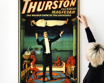 Póster de mago vintage de Thurston, impresión fotográfica de alta calidad, lienzo, arte de pared, póster de tela