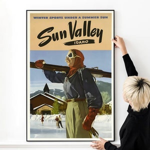 Sun Valley Idaho Vintage Reise Poster Hochwertiger Druck Wand Kunst Leinwand Tuch