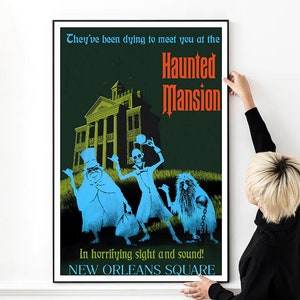 Disney Attraction Poster - Haunted Mansion - Disneyland Vintage Poster High Quality Print Photo Wall Art Canvas Cloth Poster