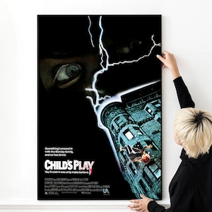Póster de película de arte minimalista con diseño gráfico alternativo de Chucky, clásico, retro y de terror, impresión de alta calidad, arte de pared, lienzo