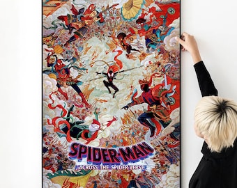 Plakat filmowy Spider-Man: Across The Spider-Verse, wysokiej jakości wydruk, zdjęcie ścienne, płótno, wiele rozmiarów - 13x20"16x24"