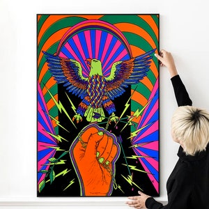 1970 NOS Vintage Psychedelic Schwarzlicht Poster High Quality Druck Foto Wand Kunst Leinwand Tuch Poster