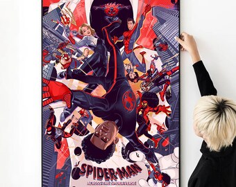 Plakat filmowy Spider-Man: Across The Spider-Verse 2023, wysokiej jakości wydruk, płótno, płótno, wiele rozmiarów - 13x20" 16x24"