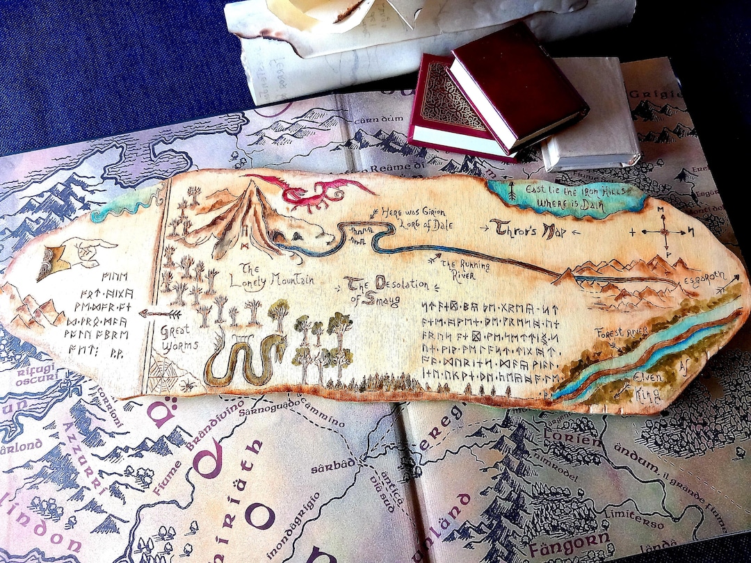 Pyrography Erebor Map Wood Art: Dragon & Fantasy Artwork - Etsy