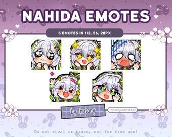 Genshin Impact Nahida Emote Set for Twitch/Discord | Custom Twitch Emotes | Kawaii Twitch graphics | Dendro Archon | Sumeru