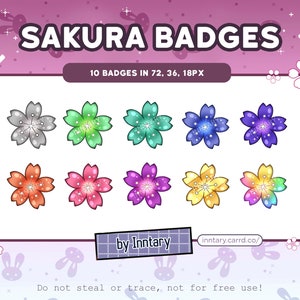 Sakura Sub Badges para Twitch/YouTube/Discord / Bit Badges / Stream Setup / Kawaii Aesthetic / Discord Roles / Sakura flower