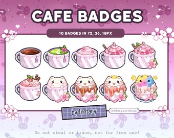 Cat Cafe Sub Badges for Twitch/YouTube/Discord | Bit Badges | Stream Setup | Cat Sakura | Coffee Cat | Kawaii Aesthetic Neko