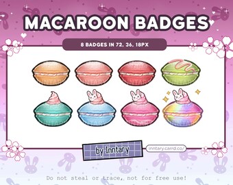 Macaroon dessert Sub Badges for Twitch/YouTube/Discord | Bit Badges | Stream Setup | Kawaii Sub badges for streamer