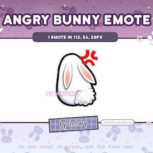 Angry bunny emote for Twitch/Discord | Custom Twitch Emotes | Kawaii Twitch graphics | Streaming | Cute chibi Rabbit | White kawaii bunny