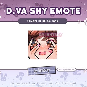 DVA Overwatch 2 SHY-emote voor Twitch/Discord | Aangepaste Twitch-emotes | Kawaii Twitch-afbeeldingen | Streamen | Chibi schattig D.va | Sticker DVA