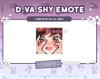 DVA Overwatch 2 SHY emote for Twitch/Discord | Custom Twitch Emotes | Kawaii Twitch graphics | Streaming | Chibi cute D.va | Sticker DVA