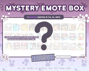 3 Mystery Emotes Bundle for Twitch/Discord/YouTube | Kawaii Cute Mystery Emotes Pack | Digital Mystery Box | Grab bags, goodie bag