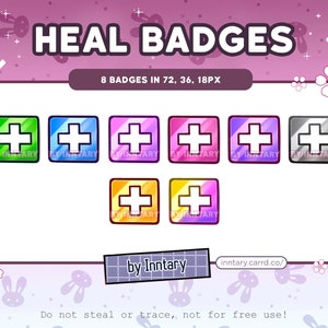 Overwatch 2 HEAL Support Sub Badges for Twitch/YouTube/Discord | Bit Badges | Stream Setup | Kawaii Aesthetic | Discord Roles