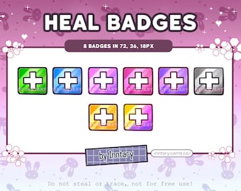 Overwatch 2 HEAL Support Sub Badges for Twitch/YouTube/Discord | Bit Badges | Stream Setup | Kawaii Aesthetic | Discord Roles