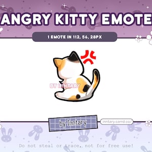 Angry kitty emote for Twitch/Discord | Custom Twitch Emotes | Kawaii Twitch graphics | Streaming | Cute chibi Cat | White cat