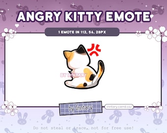 Angry kitty emote for Twitch/Discord | Custom Twitch Emotes | Kawaii Twitch graphics | Streaming | Cute chibi Cat | White cat