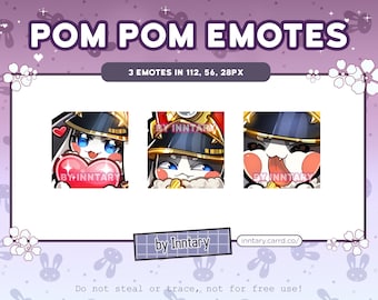 Honkai Star Rail Pom Pom Emote Set for Twitch/Discord | Custom Twitch Emotes | Kawaii Twitch graphics | Streaming | Chibi | Cute rabbit